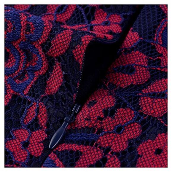MIUSOL Maroon Navy 3/4 Lace Fit and Flare Dress // S - Picture 15 of 15